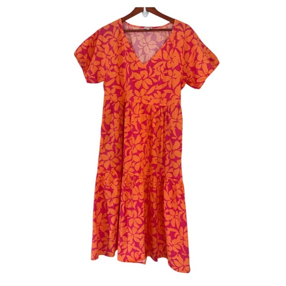 J. Crew Red and Orange V-Neck Sundress - Picture 1 of 7